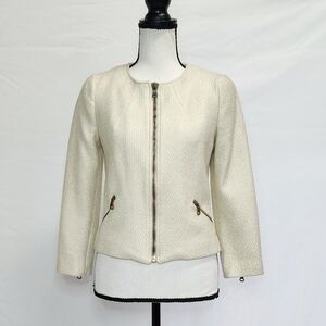 Vintage Zara TRF Gold Overlay Cream Blazer Jacket